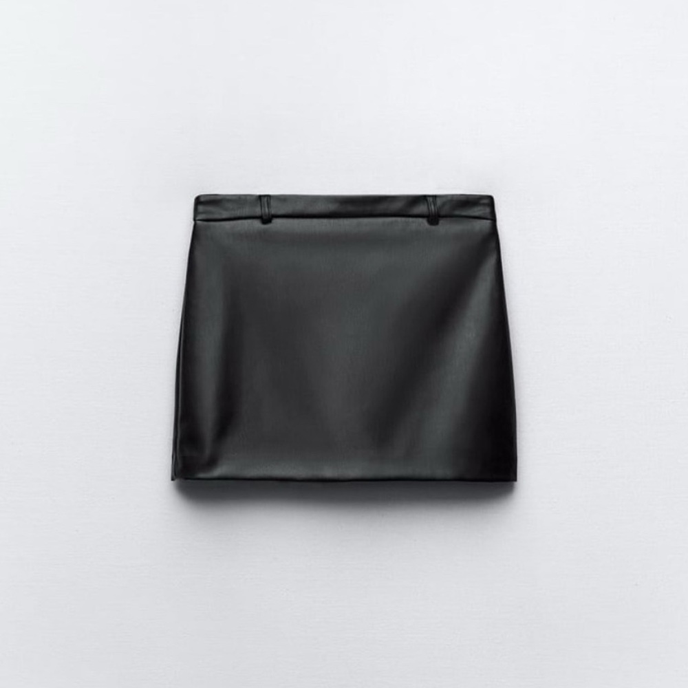 Black Faux Leather Mini Skirt